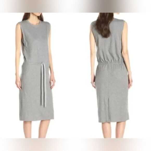 Theory Caneil Cotton Sleeveless Gray Dress Drawstring Waist Size Small womens - Picture 1 of 5